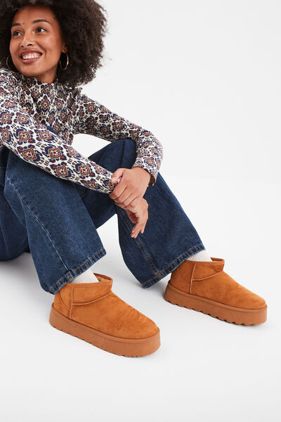 Bottines compens&eacute;es fourr&eacute;es Creeks marron femme
