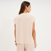 T-shirt gaufr&eacute; col rond avec boutons beige femme