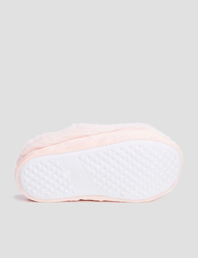 Chaussons mules fausse fourrure rose fille
