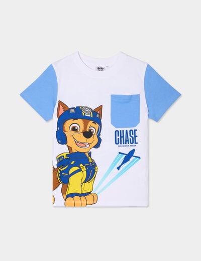 T-shirt 1 poche Pat Patrouille blanc garçon
