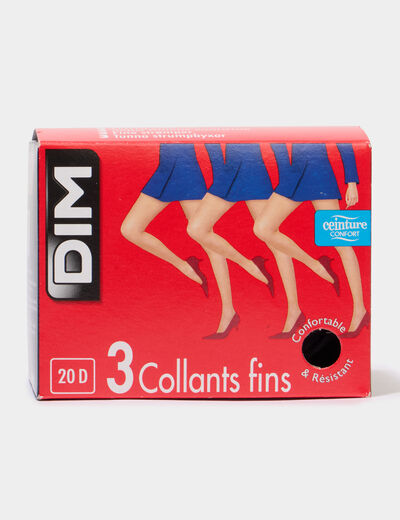 Lot 3 collants fins 20D noir femme