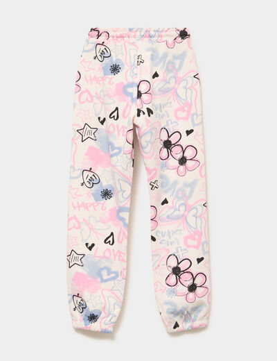 Pantalon de jogging molleton beige fille