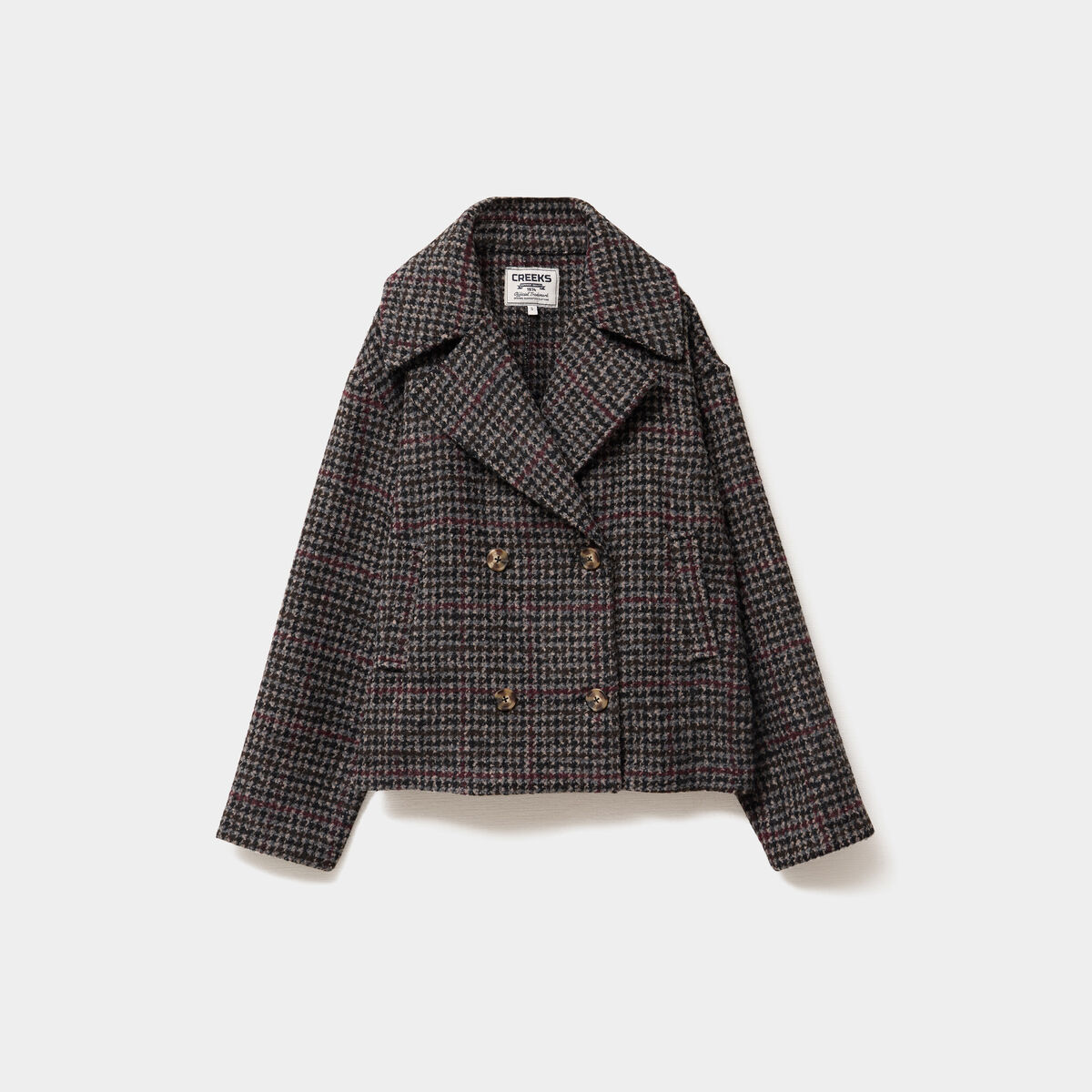 Manteau court double boutonnage multicolore femme