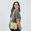 Sac pochette à pampilles bandoulière sable femme