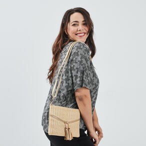 sac pochette a pampilles bandouliere sable femme Sac pochette à pampilles bandoulière sable femme