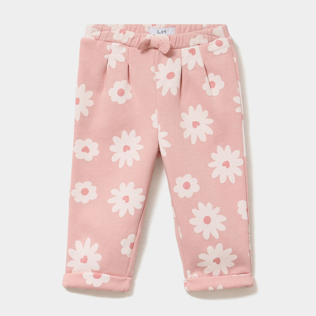 Pantalon de jogging molleton &agrave; noeud rose b&eacute;b&eacute; fille