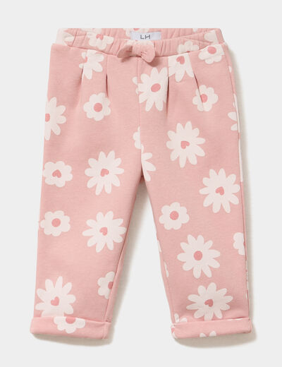 Pantalon de jogging molleton &agrave; noeud rose b&eacute;b&eacute; fille