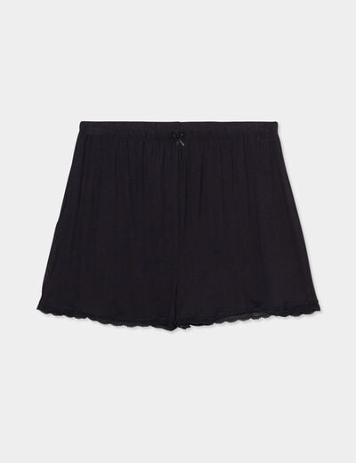 Bas de pyjama short détails dentelle noir femme