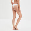 String côtelé avec dentelle blanc femme