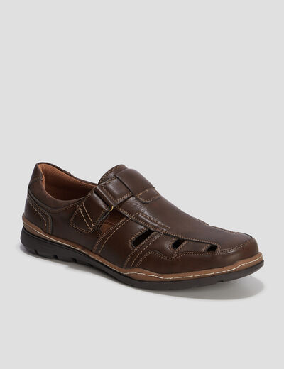 Sandales à scratchs marron homme