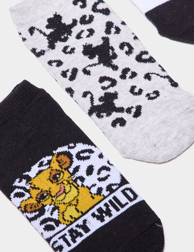 Lot 3 paires chaussettes Roi lion Simba noir garçon