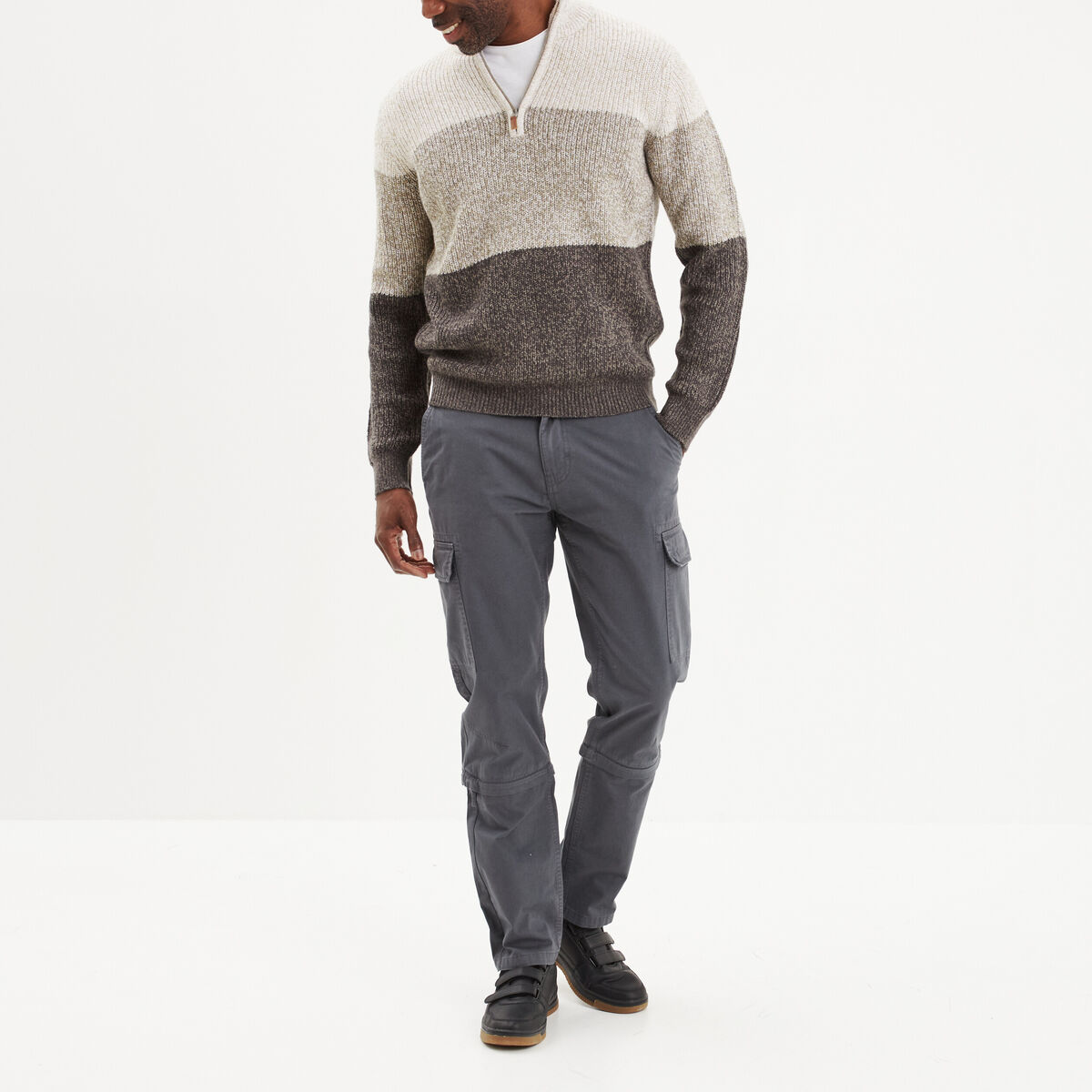 Pantalon longueur modulable cargo gris foncé homme