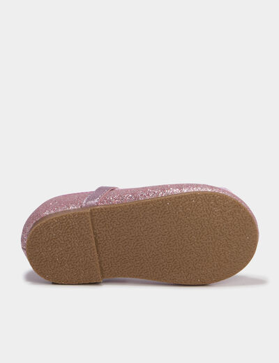 Ballerines &agrave; paillettes et noeuds rose b&eacute;b&eacute; fille