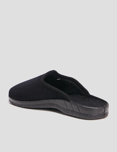 Chaussons mules velours noir homme