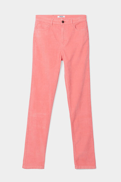 Pantalon slim velours coton Creeks rose saumon femme