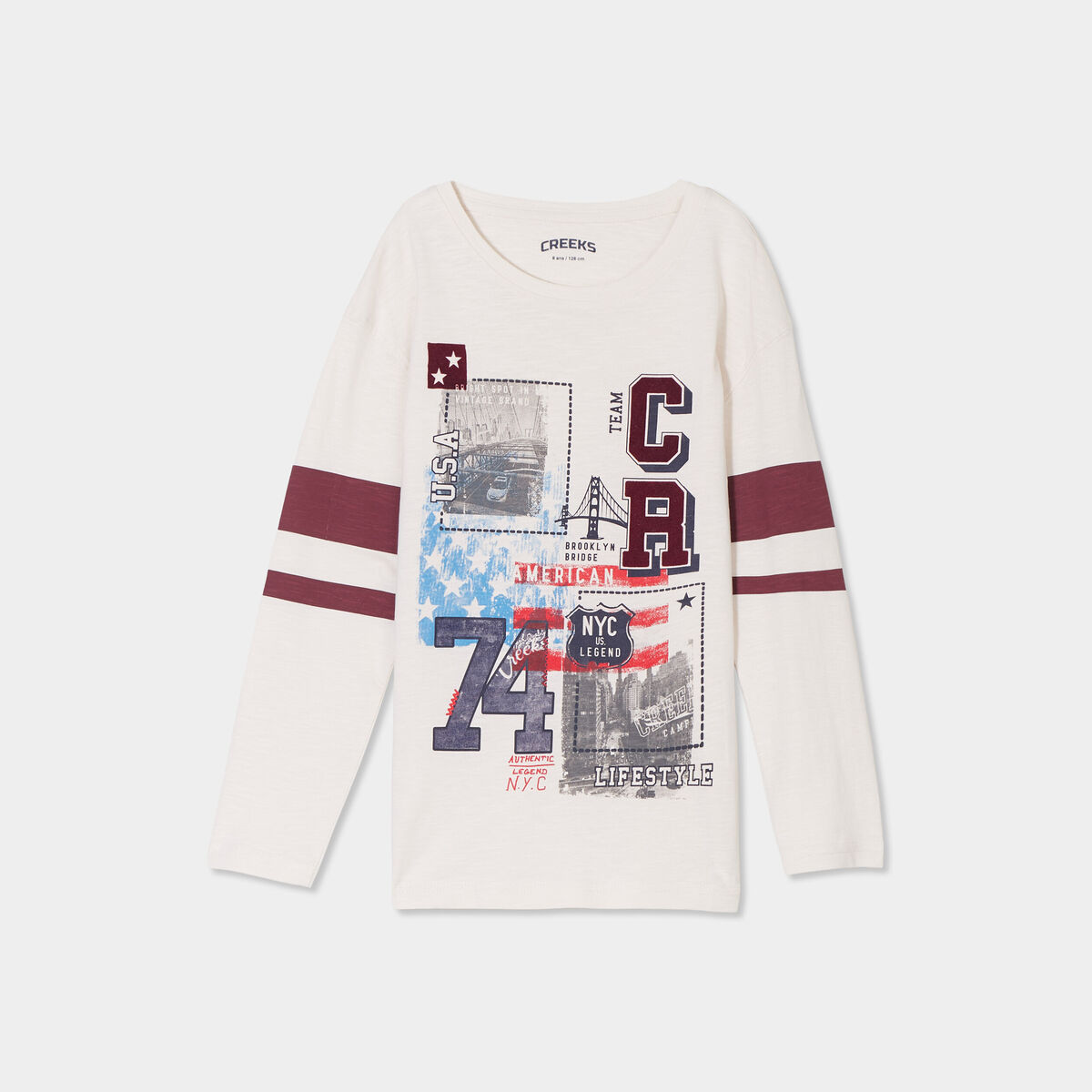 T-shirt manches longues coton Creeks sable garçon