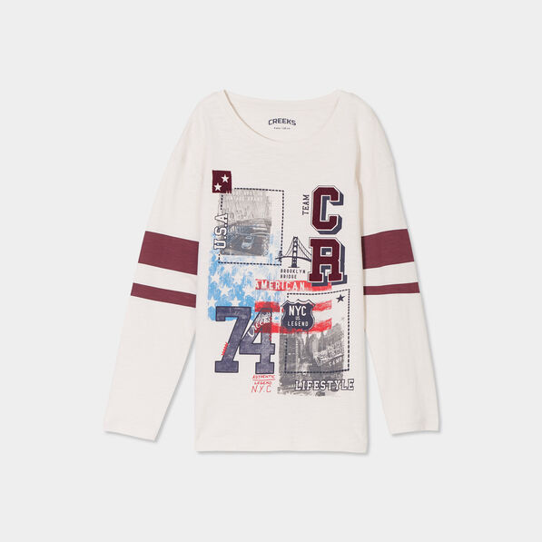 t shirt manches longues coton creeks sable garcon T-shirt manches longues coton Creeks sable garçon