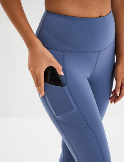 Legging de sport taille haute bleu fonc&eacute; femme