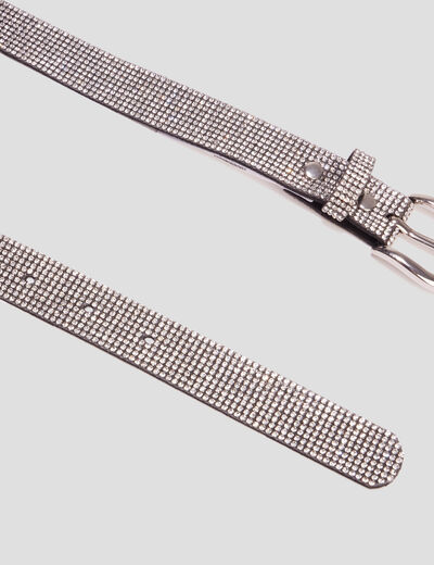 Ceinture à strass gris argent femme