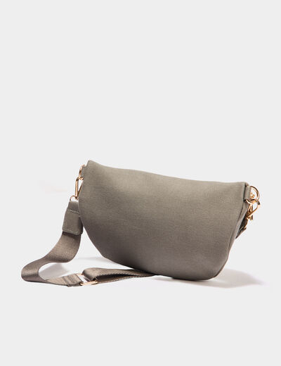 Sac banane en toile de coton canvas vert kaki femme