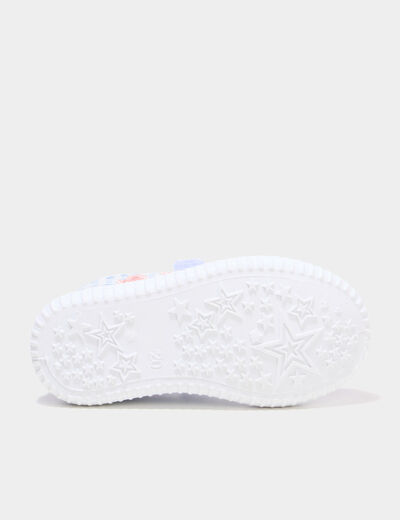Tennis basses toile semelle souple bleu ciel b&eacute;b&eacute; fille