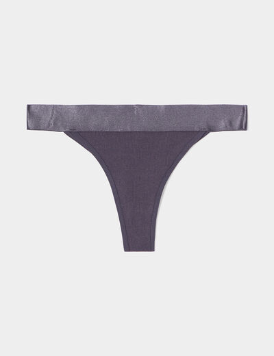Tanga côtelé gris foncé femme