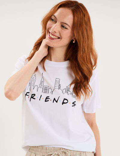 T-shirt manches courtes coton Friends blanc femme