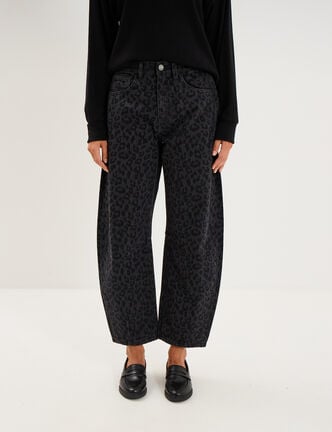 Jean balloon coton denim noir femme