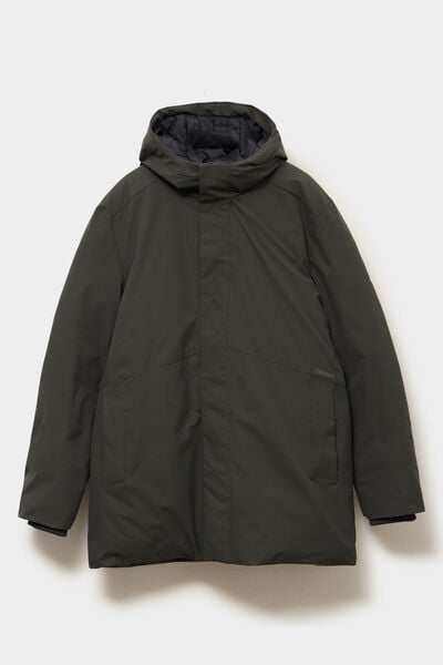 Parka mi-longue &agrave; capuche vert kaki homme