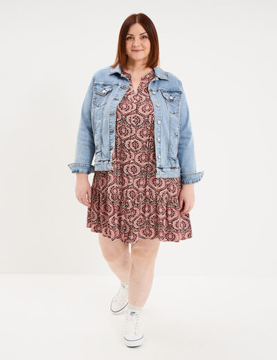 Robe fluide boutonn&eacute;e marron chocolat femme grande taille