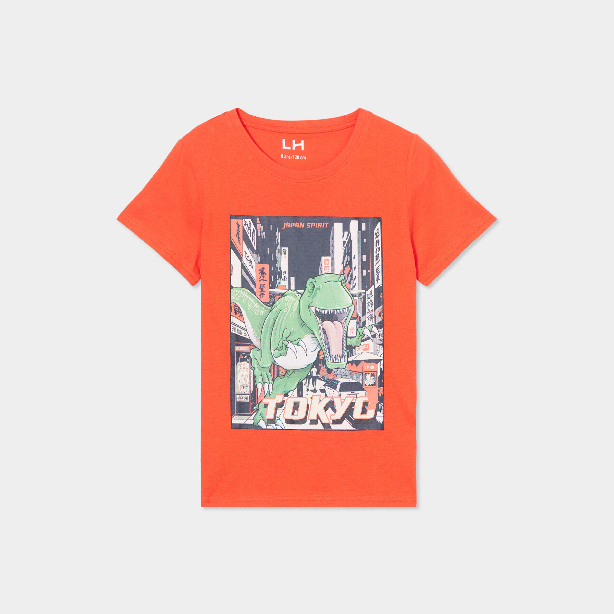 T-shirt droit manches courtes coton orange garçon LH