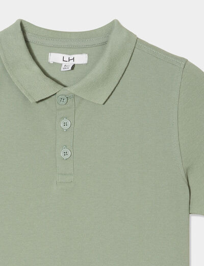 Polo manches courtes à détail brodé vert kaki garçon