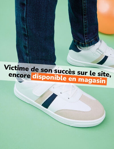 Tennis basses à scratchs blanc garçon