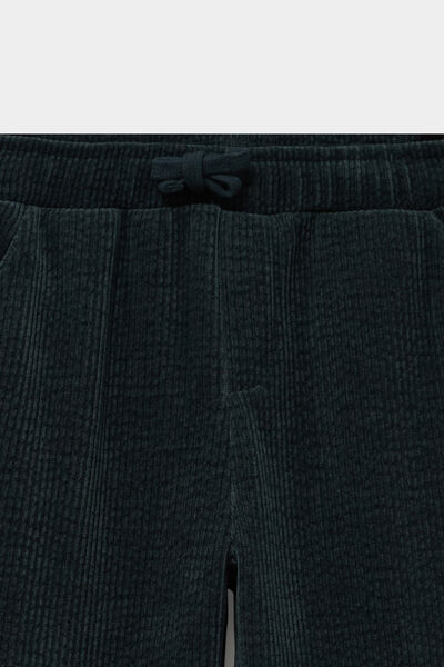 Pantalon relax effet velours c&ocirc;tel&eacute; vert fonc&eacute; gar&ccedil;on