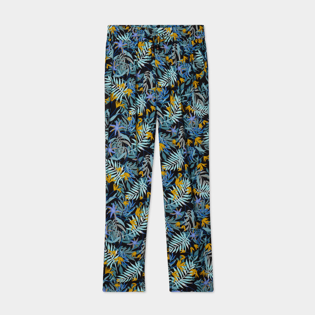 Pantalon cigarette fluide &agrave; ceinture noir femme