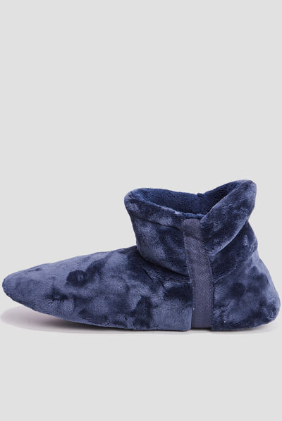 Chaussons bottines aspect velours gris homme