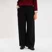 Pantalon large taille haute noir femme grande taille