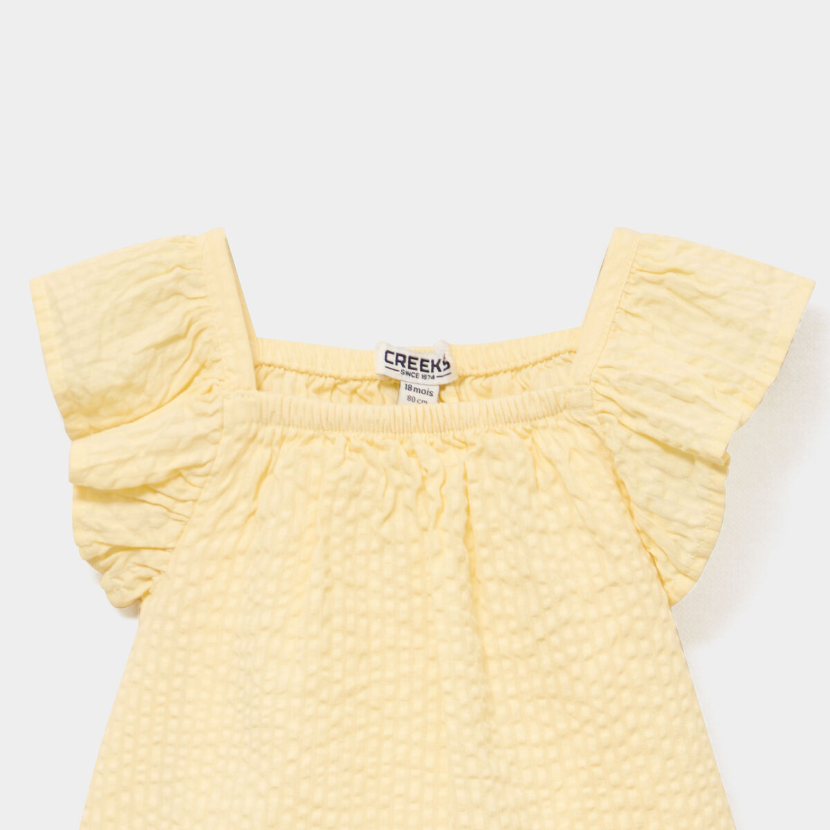 Ensemble 2 pi&egrave;ces d&eacute;bardeur short coton jaune clair b&eacute;b&eacute; fille