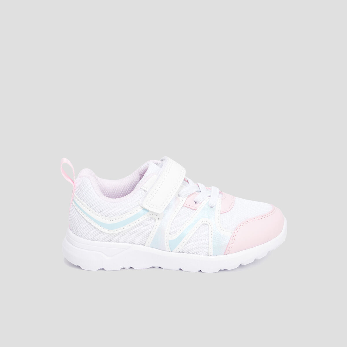 Baskets running à scratchs et paillettes blanc fille