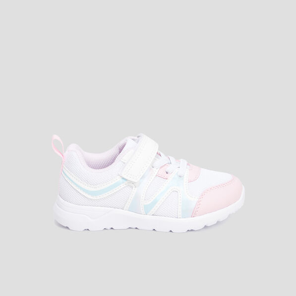Baskets running à scratchs et paillettes blanc fille