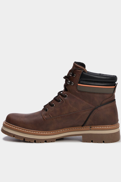 Boots &agrave; lacets avec semelle crant&eacute;e marron homme