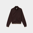 Sweat zipp&eacute; molleton col montant marron fonc&eacute; femme