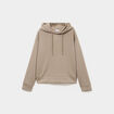 Sweat hoodie manches longues &agrave; capuche taupe femme