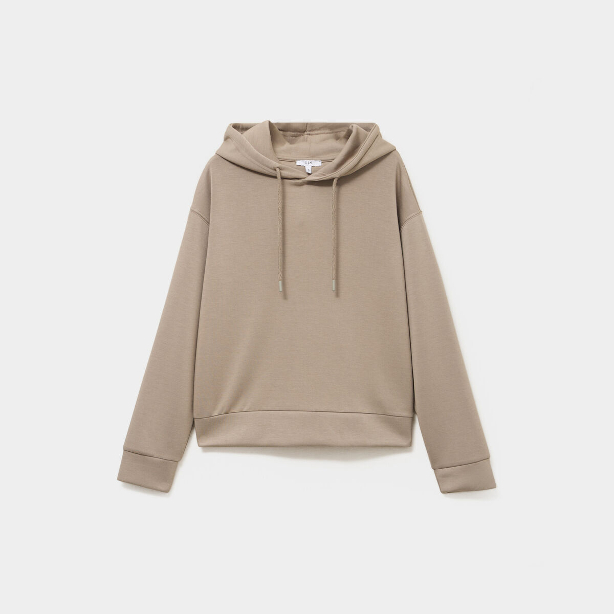 Sweat hoodie manches longues &agrave; capuche taupe femme