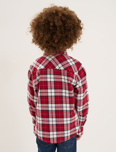 Chemise 1 poche manches longues coton rouge garçon