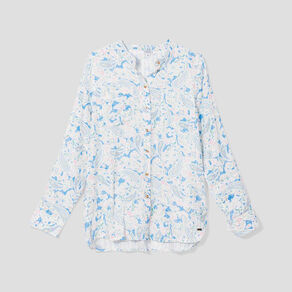 Chemise manches longues col mao multicolore femme