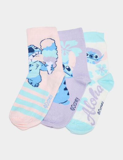 Lot 3 paires chaussettes Stitch multicolore fille