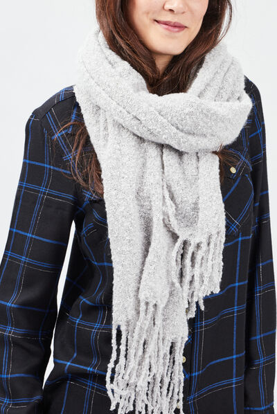 Écharpe avec franges gris femme