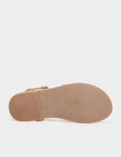 Sandales multibrides tressées en cuir multicolore fille