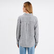 Chemise oversize lin mélangé bleu marine femme